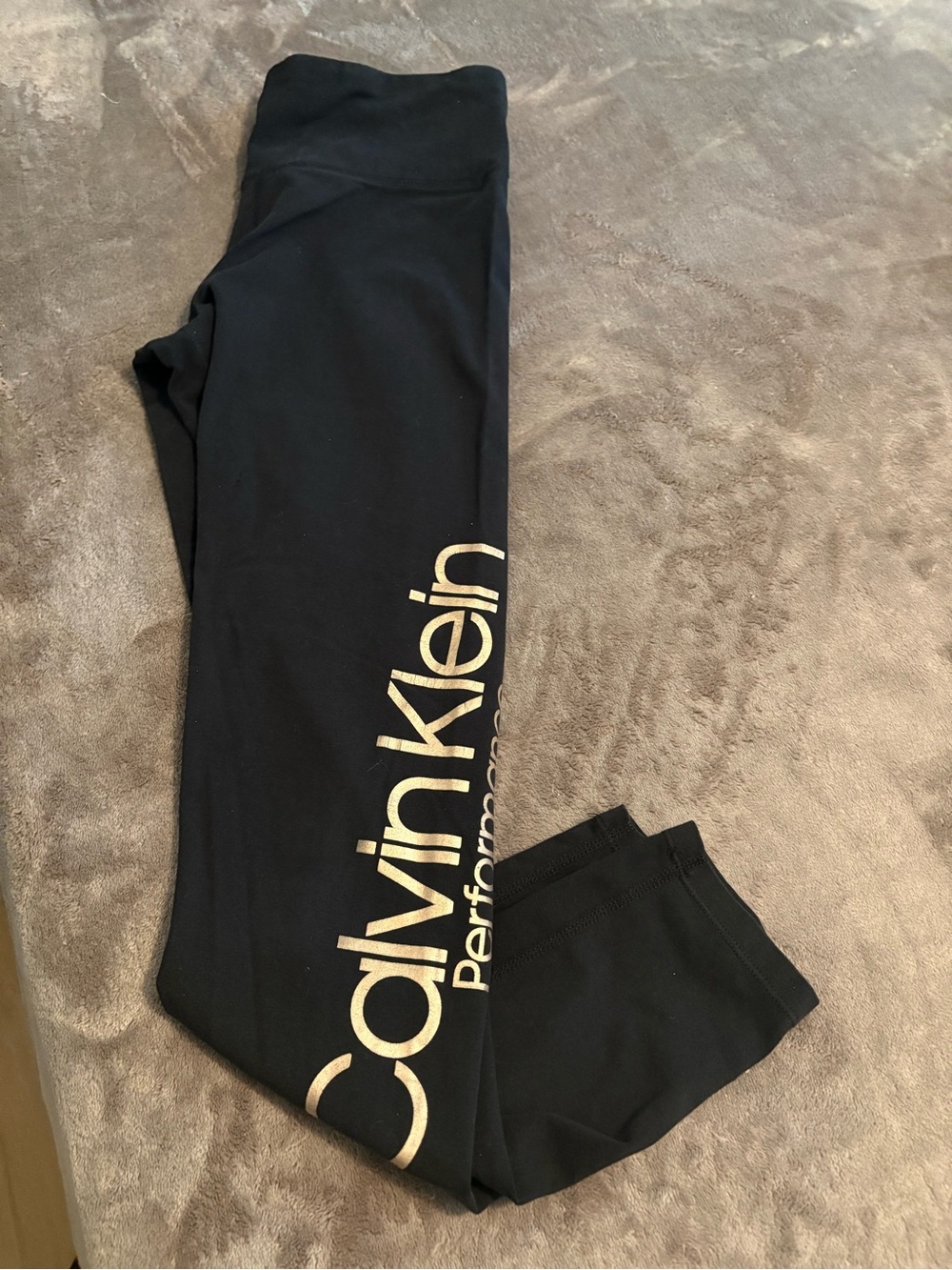 Calvin Klein Black Leggings with Gold Logo